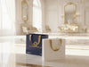 Essence De Royal luxury branded shopping bags in an elegant retail setting